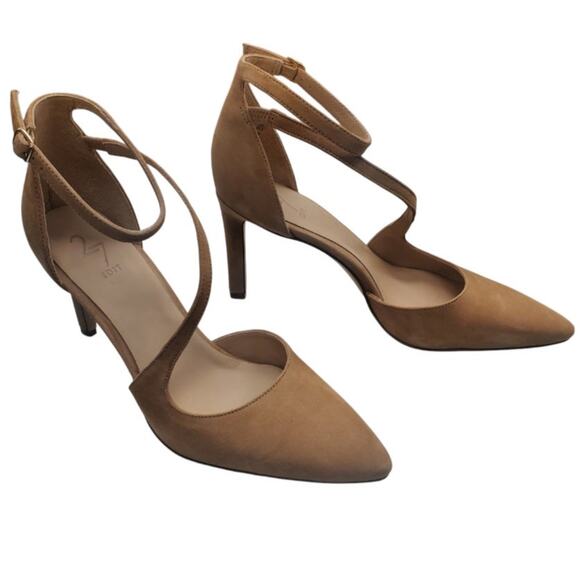 Naturalizer 27 Edit Tan Suede Abilyn Ankle Strap Pointed Toe D'Orsay Pumps 7.5 - Picture 1 of 12